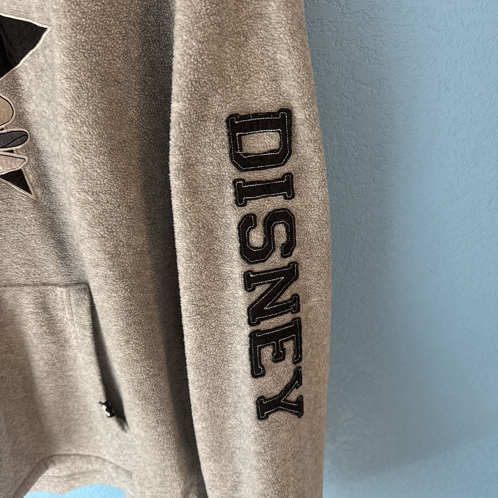 Disney Mickey Donald Goofy Star Fleece Hoodie Gray Sleeve Logo Mens XL - Picture 2 of 2